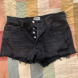 Agolde black jean shorts